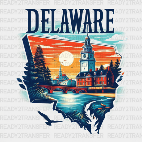 Colorful Delaware State Design - & Cities Dtf Heat Transfer