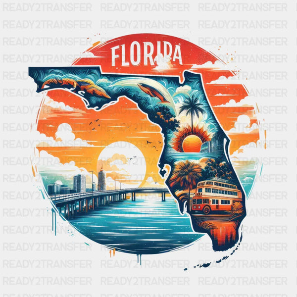 Colorful Florida State Design - State & Cities DTF Heat Transfer