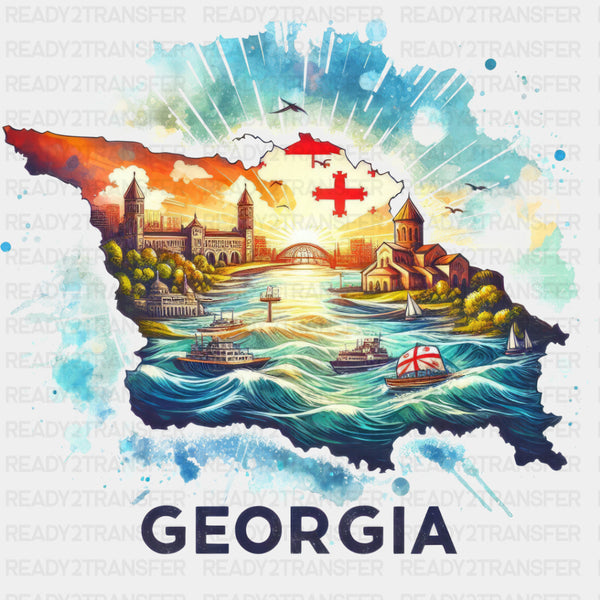 Colorful Georgia State Design - State & Cities DTF Heat Transfer