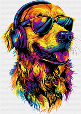 Colorful Golden Retriever Design - Dogs DTF Transfer