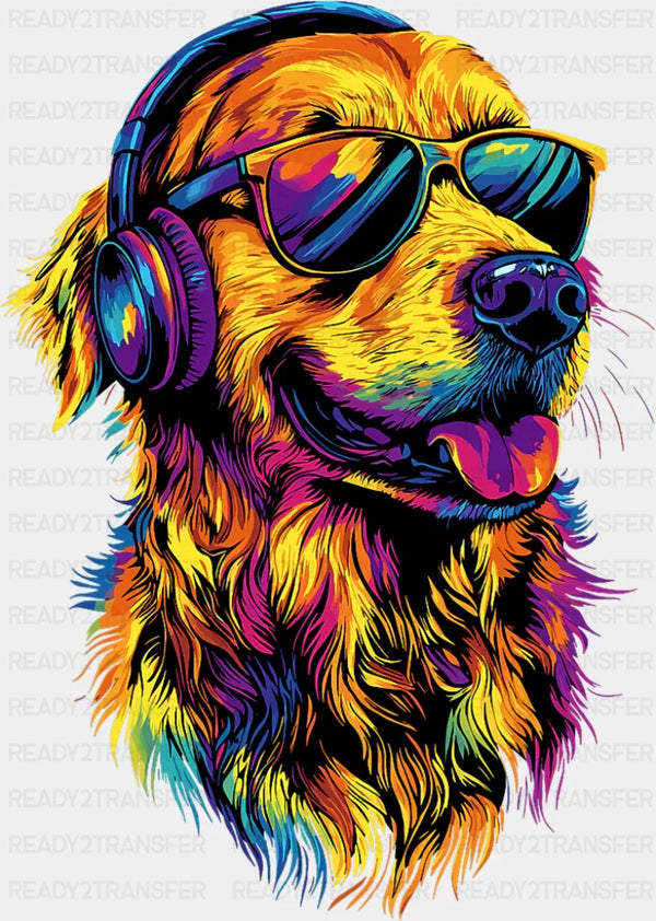 Colorful Golden Retriever Design - Dogs DTF Transfer