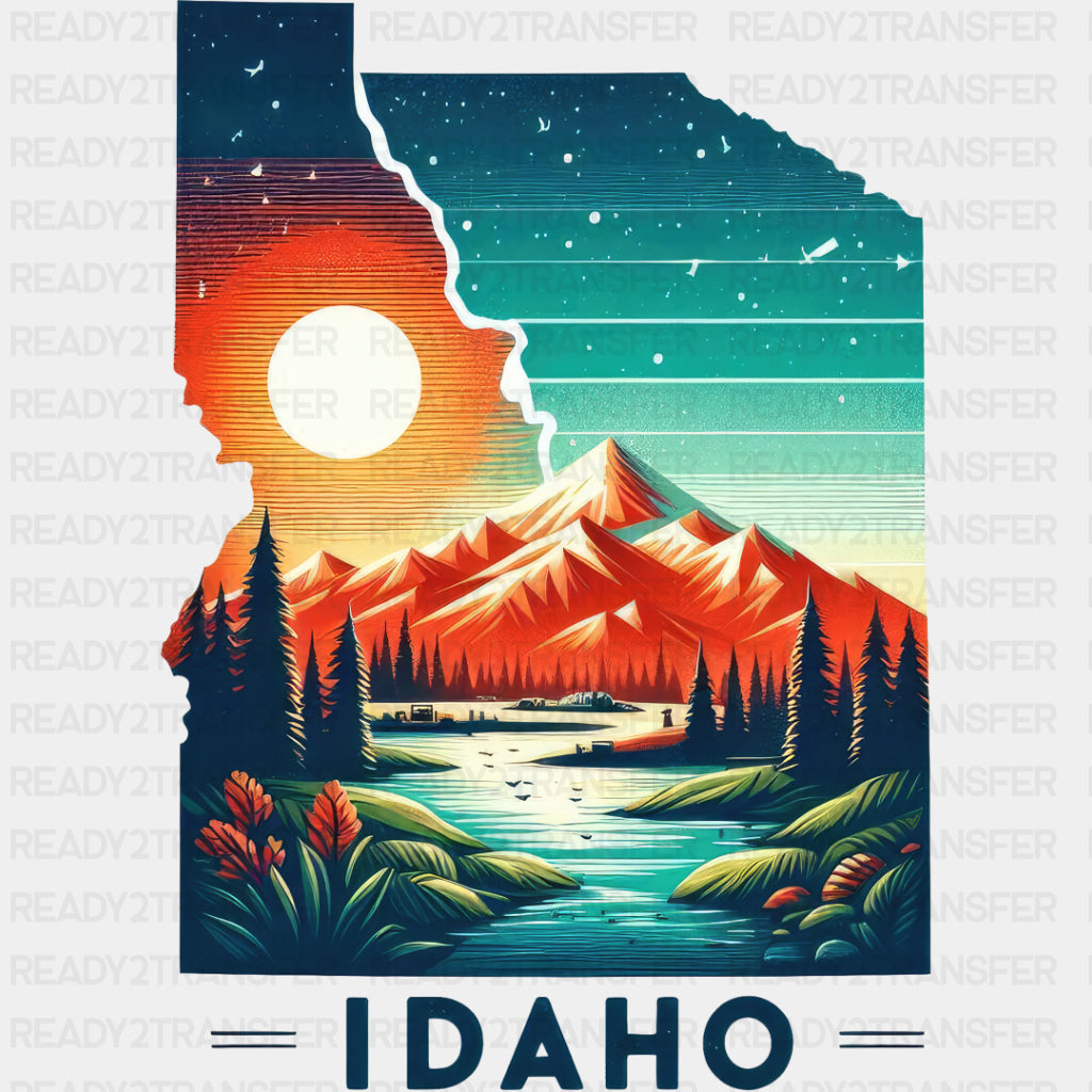 Colorful Idaho State Design - State & Cities DTF Heat Transfer ready2transfer