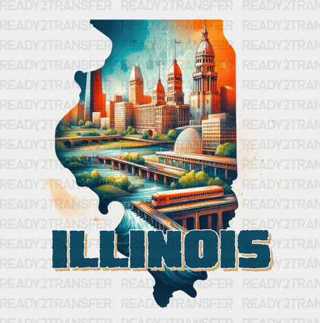 Colorful Illinois State Design - & Cities Dtf Heat Transfer