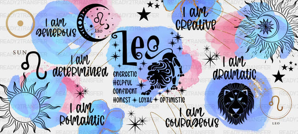 Colorful Leo Sign - Zodiac Cup Wrap UV Sticker Permanent UV DTF Decal