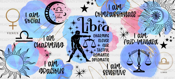 Colorful Libra Sign - Zodiac Cup Wrap UV Sticker Permanent UV DTF Decal
