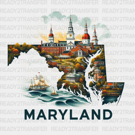 Colorful Maryland State Design - & Cities Dtf Heat Transfer