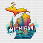 Colorful Michigan State Design - & Cities Dtf Heat Transfer