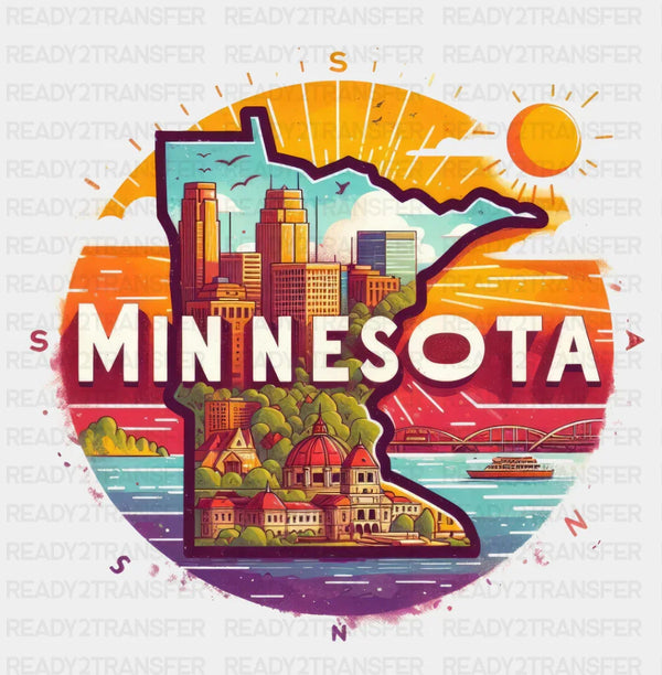 Colorful Minnesota State Design - State & Cities DTF Heat Transfer