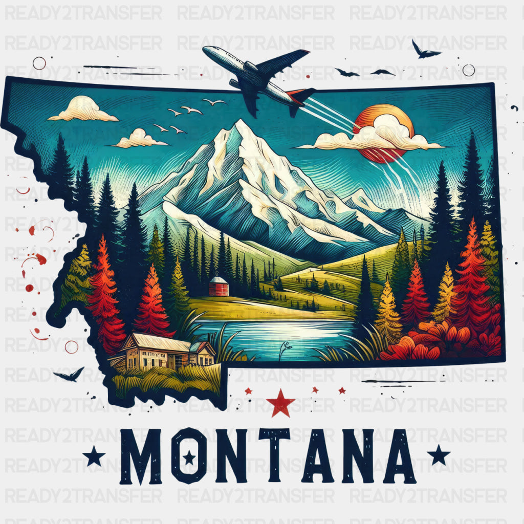 Colorful Montana State Design - State & Cities DTF Heat Transfer ready2transfer