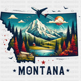 Colorful Montana State Design - State & Cities DTF Heat Transfer ready2transfer