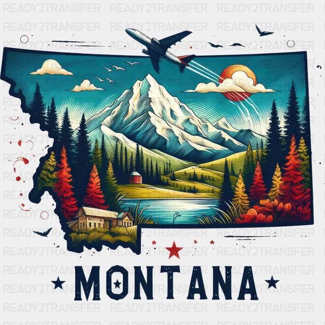 Colorful Montana State Design - State & Cities DTF Heat Transfer ready2transfer
