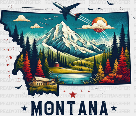 Colorful Montana State Design - & Cities Dtf Heat Transfer