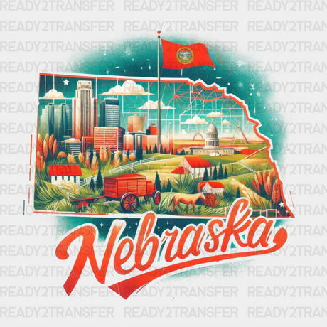 Colorful Nebraska State Design - & Cities Dtf Heat Transfer