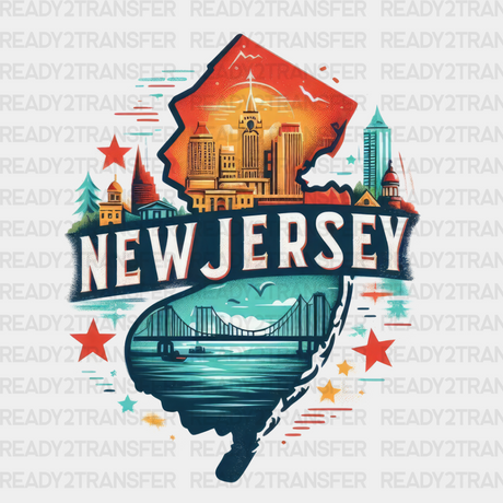 Colorful New Jersey State Design - & Cities Dtf Heat Transfer