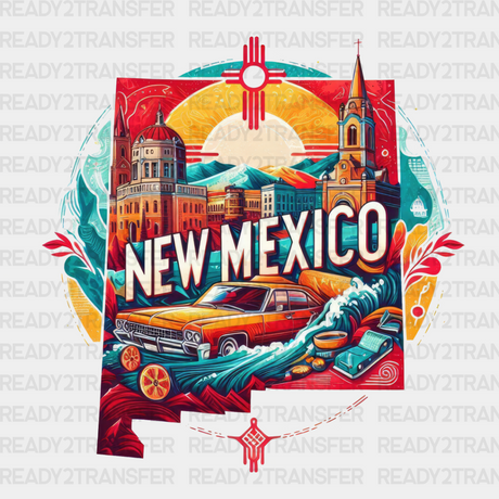 Colorful New Mexico State Design - & Cities Dtf Heat Transfer