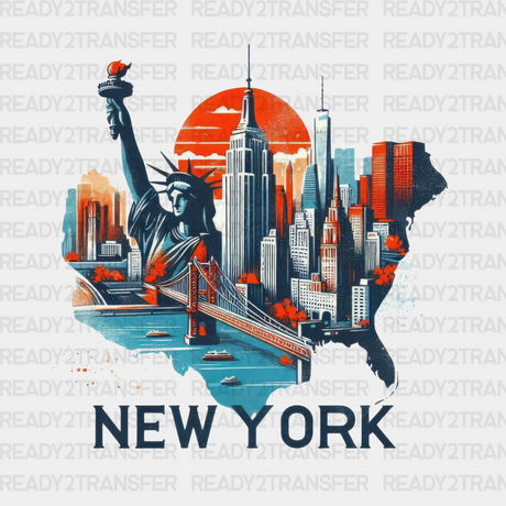 Colorful New York State Design - & Cities Dtf Heat Transfer