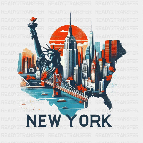 Colorful New York State Design - State & Cities DTF Heat Transfer