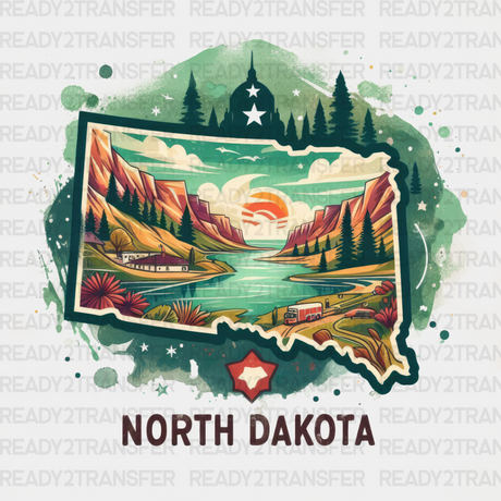 Colorful North Dakota State Design - & Cities Dtf Heat Transfer