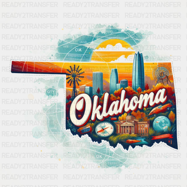 Colorful Oklahoma State Design - State & Cities DTF Heat Transfer ready2transfer