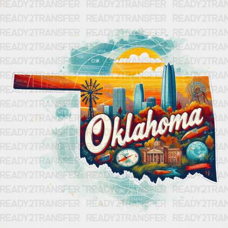 Colorful Oklahoma State Design - & Cities Dtf Heat Transfer