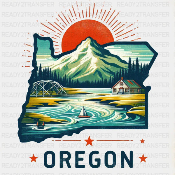 Colorful Oregon State Design - State & Cities DTF Heat Transfer