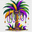 Colorful Palm Tree - Mardi Gras DTF Transfers ready2transfer Dark Color Design (See Imaging)
