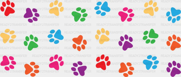 Colorful Paw Design - Pets Cup Wrap UV Sticker Permanent UV DTF Decal