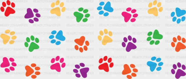 Colorful Paw Design - Pets Cup Wrap Uv Sticker Permanent Dtf Decal