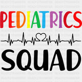 Colorful Pediatrics Squad, ECG Line B&W - Pediatric Nurse DTF Transfers ready2transfer Dark Color Design (See Imaging)