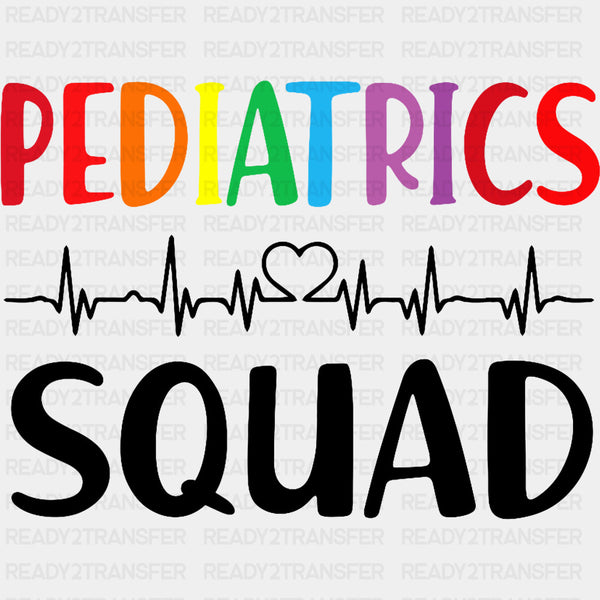 Colorful Pediatrics Squad, ECG Line B&W - Pediatric Nurse DTF Transfers