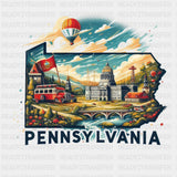 Colorful Pennsylvania State Design - State & Cities DTF Heat Transfer ready2transfer