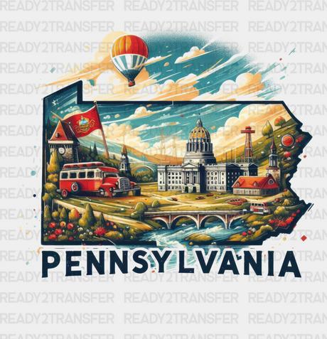 Colorful Pennsylvania State Design - & Cities Dtf Heat Transfer