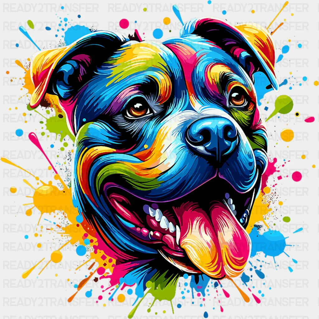Colorful Pitbull Design - Dogs DTF Transfer