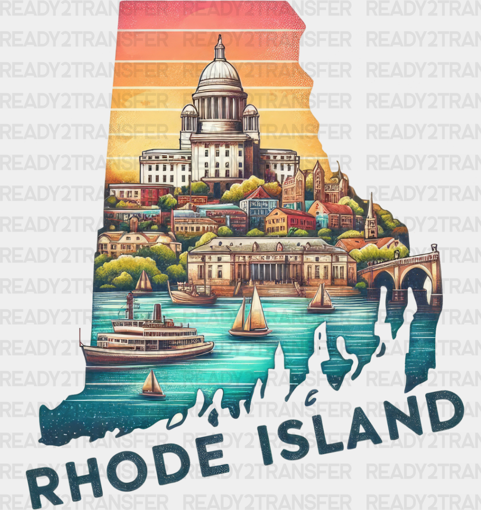 Colorful Rhode Island State Design - & Cities Dtf Heat Transfer