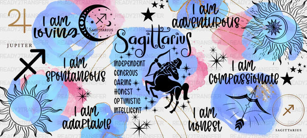 Colorful Sagittarius Sign - Zodiac Cup Wrap UV Sticker Permanent UV DTF Decal