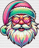 Colorful Santa Glasses Design - Christmas Dtf Transfer