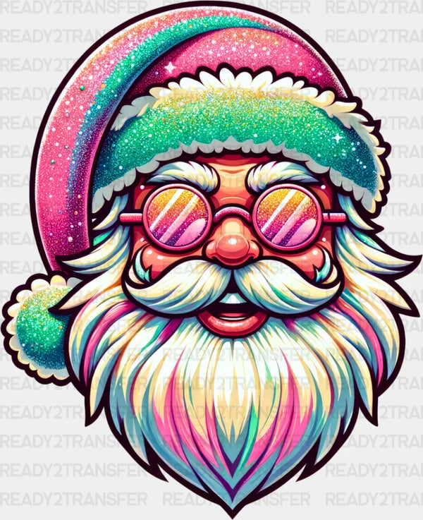 Colorful Santa Glasses Design - Christmas DTF Transfer