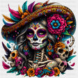 Colorful Skull Lady - Day of the Dead DTF Transfers ready2transfer