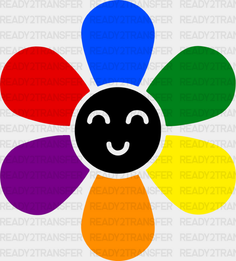 Colorful Smiley Flower - Gay Theme Dtf Transfer Adult Unisex S & M (10’’) / Dark Color Design