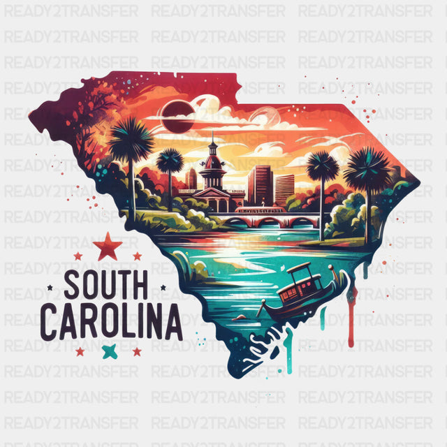 Colorful South Carolina State Design - State & Cities DTF Heat Transfer ready2transfer