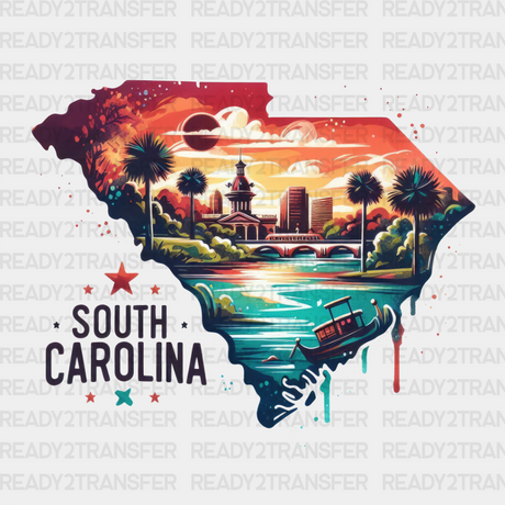 Colorful South Carolina State Design - & Cities Dtf Heat Transfer