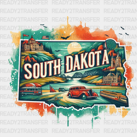 Colorful South Dakota State Design - & Cities Dtf Heat Transfer