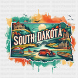 Colorful South Dakota State Design - State & Cities DTF Heat Transfer ready2transfer