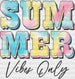 Colorful Summer Vibes Only Summer DTF Transfer ready2transfer Black