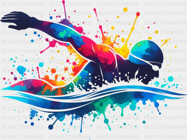 Colorful Swimming Design - Swimming DTF Transfer