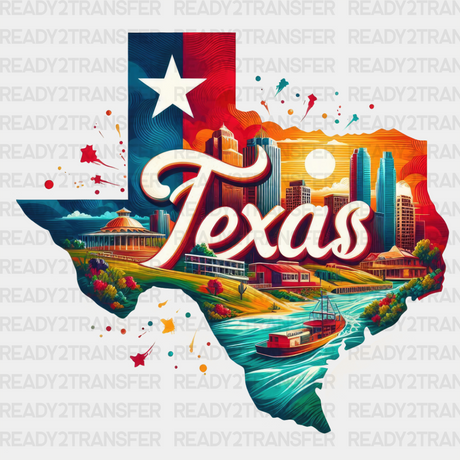 Colorful Texas State Design - & Cities Dtf Heat Transfer