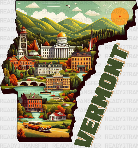 Colorful Vermont State Design - & Cities Dtf Heat Transfer