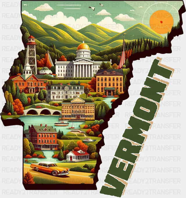 Colorful Vermont State Design - & Cities Dtf Heat Transfer