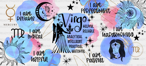 Colorful Virgo Sign - Zodiac Cup Wrap UV Sticker Permanent UV DTF Decal