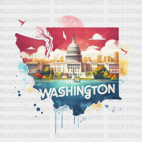 Colorful Washington State Design - & Cities Dtf Heat Transfer